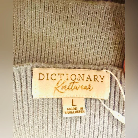 Dictionary Knitwear crop top size L casual Boho retro festival Y2K preppy NWT - Picture 5 of 12